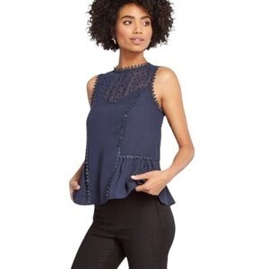 ModCloth NWT Stated Appreciation Sleeveless Top Size Medium Navy Blue